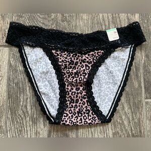 New SO Intimates Cotton & Lace Bikini Panties Size S Leopard Print